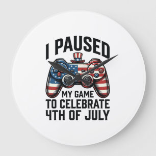 Grande Horloge Ronde Chemise de jeu vidéo patriotique pour joueur du 4