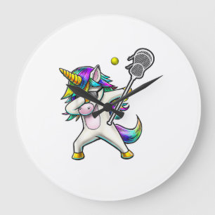Grande Horloge Ronde Chemise de lacrosse Licorne Dabbing Enfants Cadeau