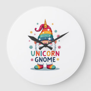 Grande Horloge Ronde Chemise de licorne Gnome famille appariement group