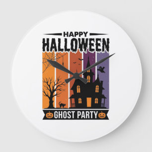 Grande Horloge Ronde Chemise de maison hantée de fête de fantôme de Hal