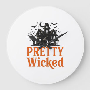 Grande Horloge Ronde Chemise de maison hantée Halloween vintage Pretty