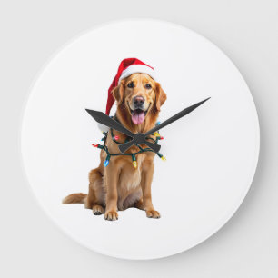 Grande Horloge Ronde Chemise de Noël pour chien, Pa de Golden retriever