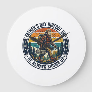Grande Horloge Ronde Chemise de Papa Bigfoot Fête des Pères Drôle Légen