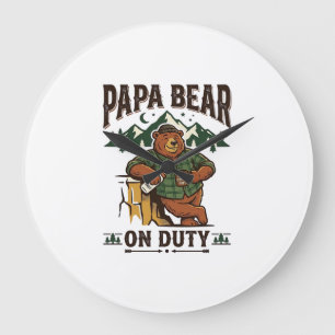 Grande Horloge Ronde Chemise de Papa Ours en service pour la fête des p