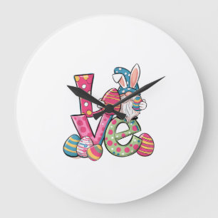 Grande Horloge Ronde Chemise de Pâques Gnome Jour de Pâques Amour Homme
