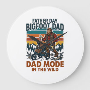 Grande Horloge Ronde Chemise de père de jour Bigfoot Papa Camping Légen