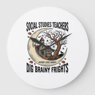 Grande Horloge Ronde Chemise de professeur d'études sociales Épouvantai