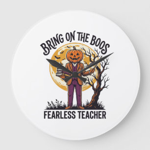 Grande Horloge Ronde Chemise de professeur Halloween Gravure vintage Ci