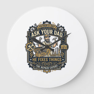 Grande Horloge Ronde Chemise de réparation de papa de la fête des pères