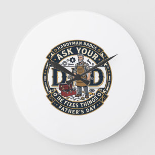 Grande Horloge Ronde Chemise de réparation de papa de la fête des pères