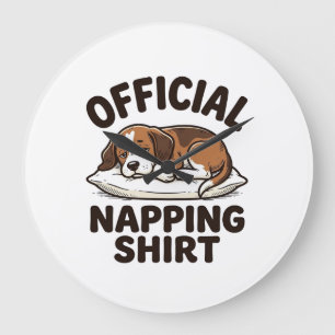 Grande Horloge Ronde Chemise de repos officielle Chien endormi Design v