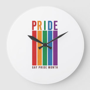 Grande Horloge Ronde Chemise de typographie arc-en-ciel du mois de la f