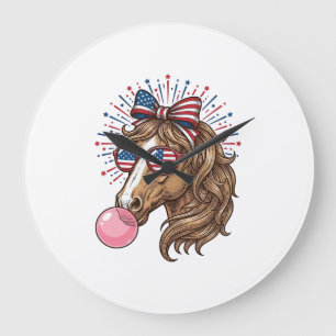 Grande Horloge Ronde Chemise de vecteur de chewing-gum à bulle de cheva