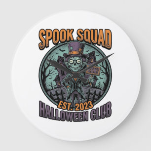 Grande Horloge Ronde Chemise de zombie Halloween drôle de l'équipe Spoo