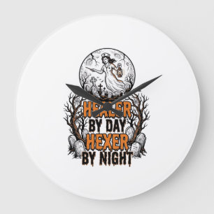 Grande Horloge Ronde Chemise d'infirmière Halloween Gravure vintage Art