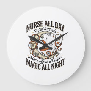 Grande Horloge Ronde Chemise d'infirmière Halloween Sorcière Médicale É