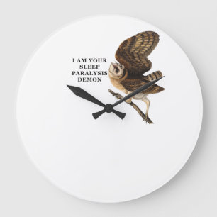 Grande Horloge Ronde Chemise drôle de chouette effraie