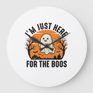 Grande Horloge Ronde Chemise drôle de fantôme d'Halloween juste ici pou