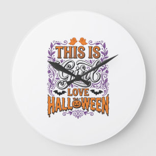 Grande Horloge Ronde Chemise drôle Halloween Vintage Mignon Effrayant D