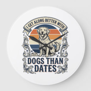 Grande Horloge Ronde Chemise drôle pour amateur de chien Citation de gr