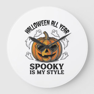 Grande Horloge Ronde Chemise gravée fantôme citrouille Halloween vintag