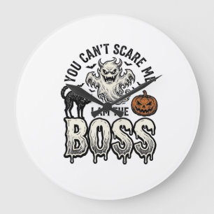 Grande Horloge Ronde Chemise Halloween Boss Ghost Gravure Vintage Desig