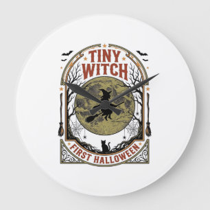 Grande Horloge Ronde Chemise Halloween de sorcière bébé pour la premièr