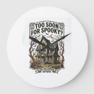 Grande Horloge Ronde Chemise Halloween précoce Design de maison hantée 