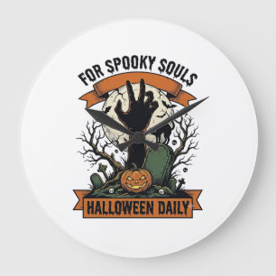 Grande Horloge Ronde Chemise Halloween tous les jours Vintage Spooky Ha
