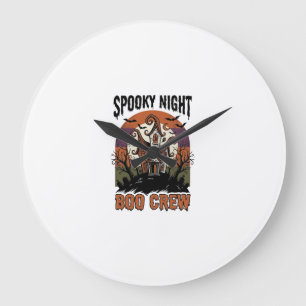 Grande Horloge Ronde Chemise Halloween Vintage Boo Night Maison Hantée
