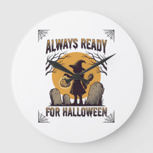 Grande Horloge Ronde Chemise Halloween Vintage pour les fans de la sais