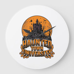 Grande Horloge Ronde Chemise Halloween Vintage Université de la ville h