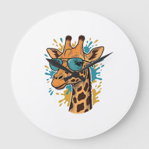 Grande Horloge Ronde Chemise Lunettes de soleil girafe gravées vintage 