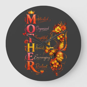 Grande Horloge Ronde Chemise papillon mère motivée