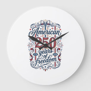 Grande Horloge Ronde Chemise Patriotique 250 Ans de Liberté Américaine 