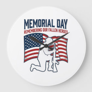 Grande Horloge Ronde Chemise patriotique de soldat des héros tombés au