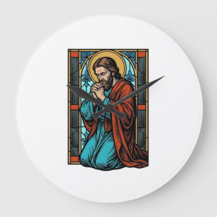 Grande Horloge Ronde Chemise vectorielle de figure religieuse priant vi