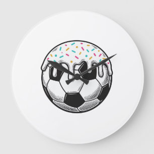 Grande Horloge Ronde Chemise Vintage Balle de Football avec Glace qui D