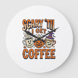 Grande Horloge Ronde Chemise vintage Halloween Café Épouvantable jusqu'