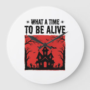 Grande Horloge Ronde Chemise Vintage Halloween Haunted House What A Tim