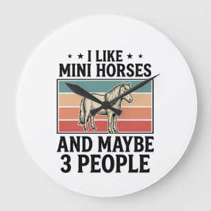 Grande Horloge Ronde Chemises de conception drôle de chevaux miniatures
