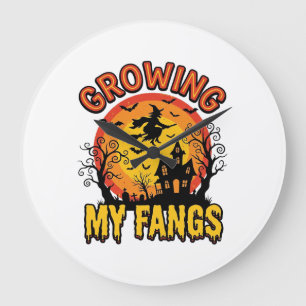 Grande Horloge Ronde Chemises de vampire de Halloween vintage qui pouss