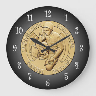 Grande Horloge Ronde Cherokee Nation Code Talkers Médaille de bronze ~