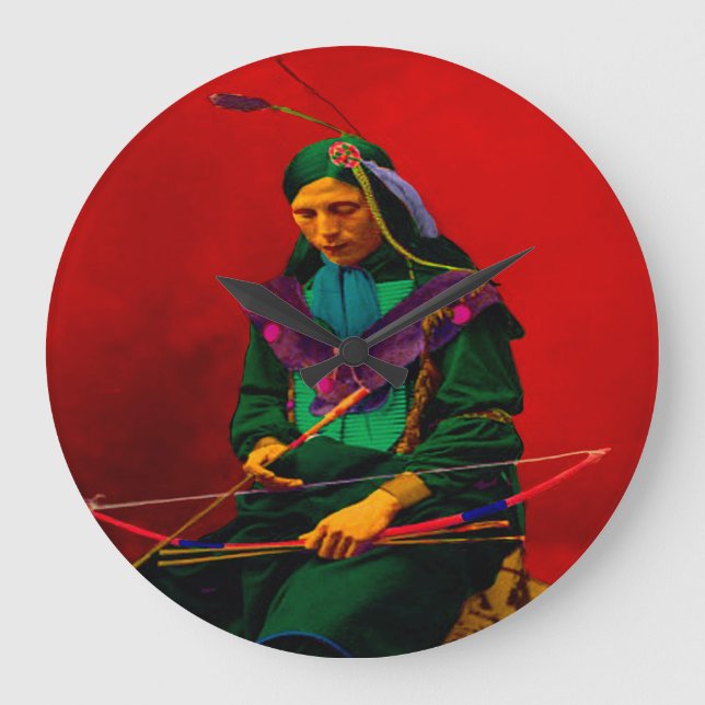 Grande Horloge Ronde Cherokee Native American Pop Art (Recto)