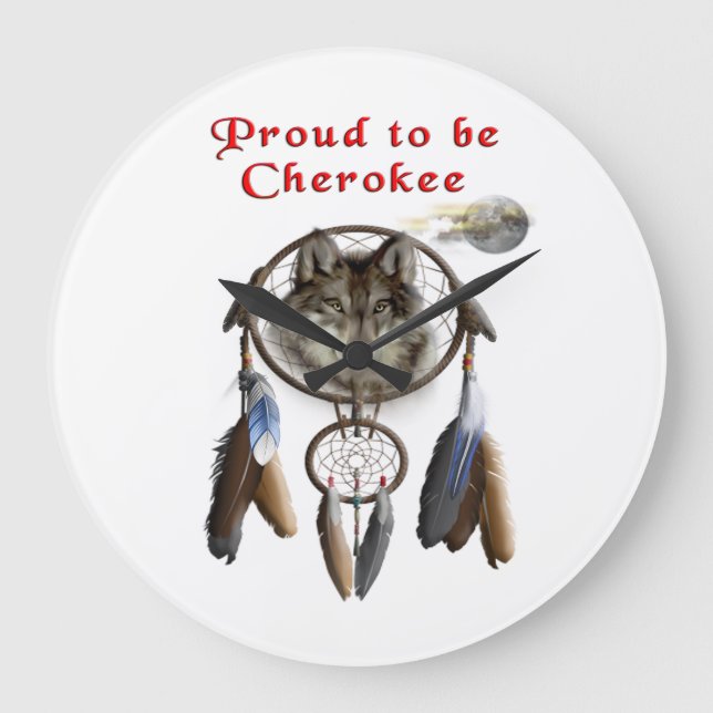 Grande Horloge Ronde Cherokee vêtements indiens (Recto)