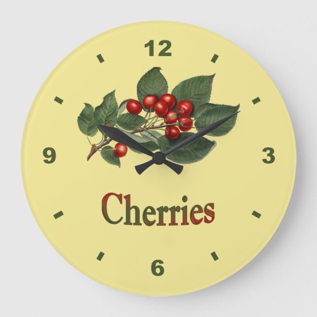 Grande Horloge Ronde Cherries Botanical Clock Kitchen (Recto)