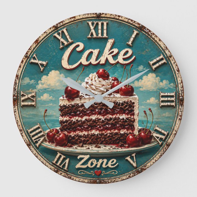 Grande Horloge Ronde Cherry Cake Baking Gift Dessert Kitchen Decor (Recto)
