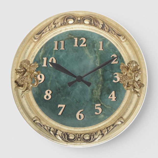 Grande Horloge Ronde Cherubs d'or et Jade (Recto)