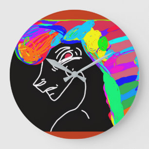 Grande Horloge Ronde Cheval Arc-en-ciel