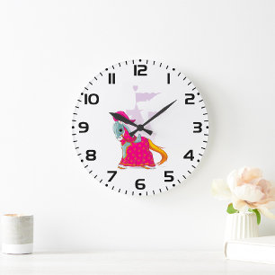 Grande Horloge Ronde Cheval de Chevalier médiéval en Imaginaire d'Armor